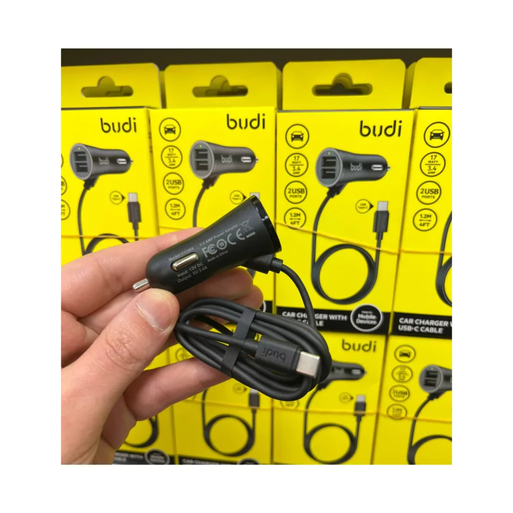شارژر فندکی 17وات بودی مدل CC068TB1 به همراه کابل USB-C