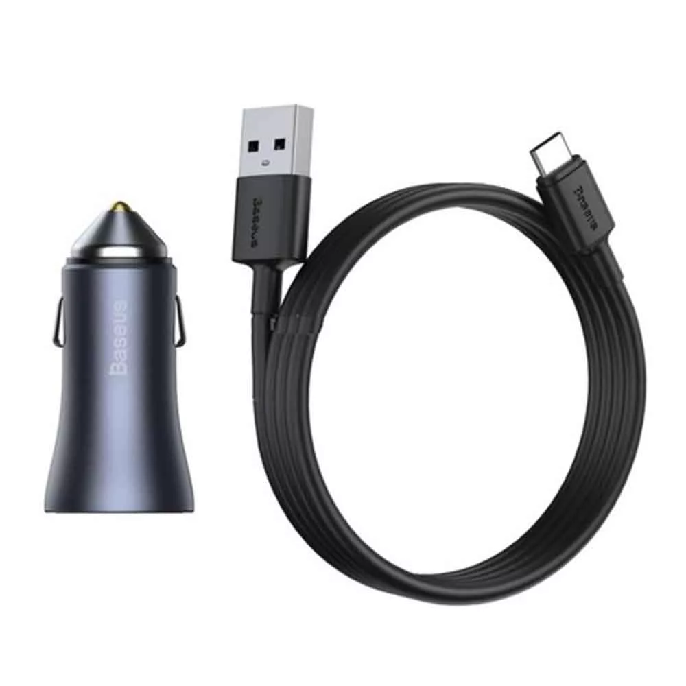 شارژر فندکی باسئوس مدل tzccjd-a0g به همراه کابل تبدیل USB-C