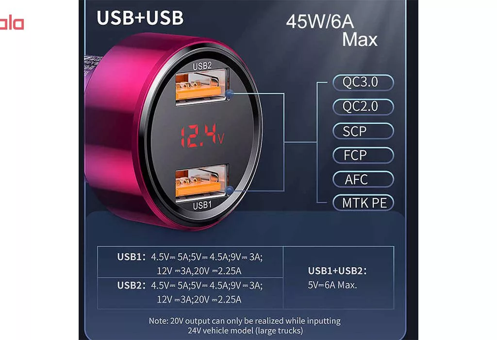 شارژر فندکی باسئوس مدل BS-C20A