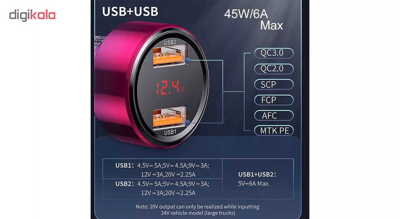 شارژر فندکی باسئوس مدل BS-C20A