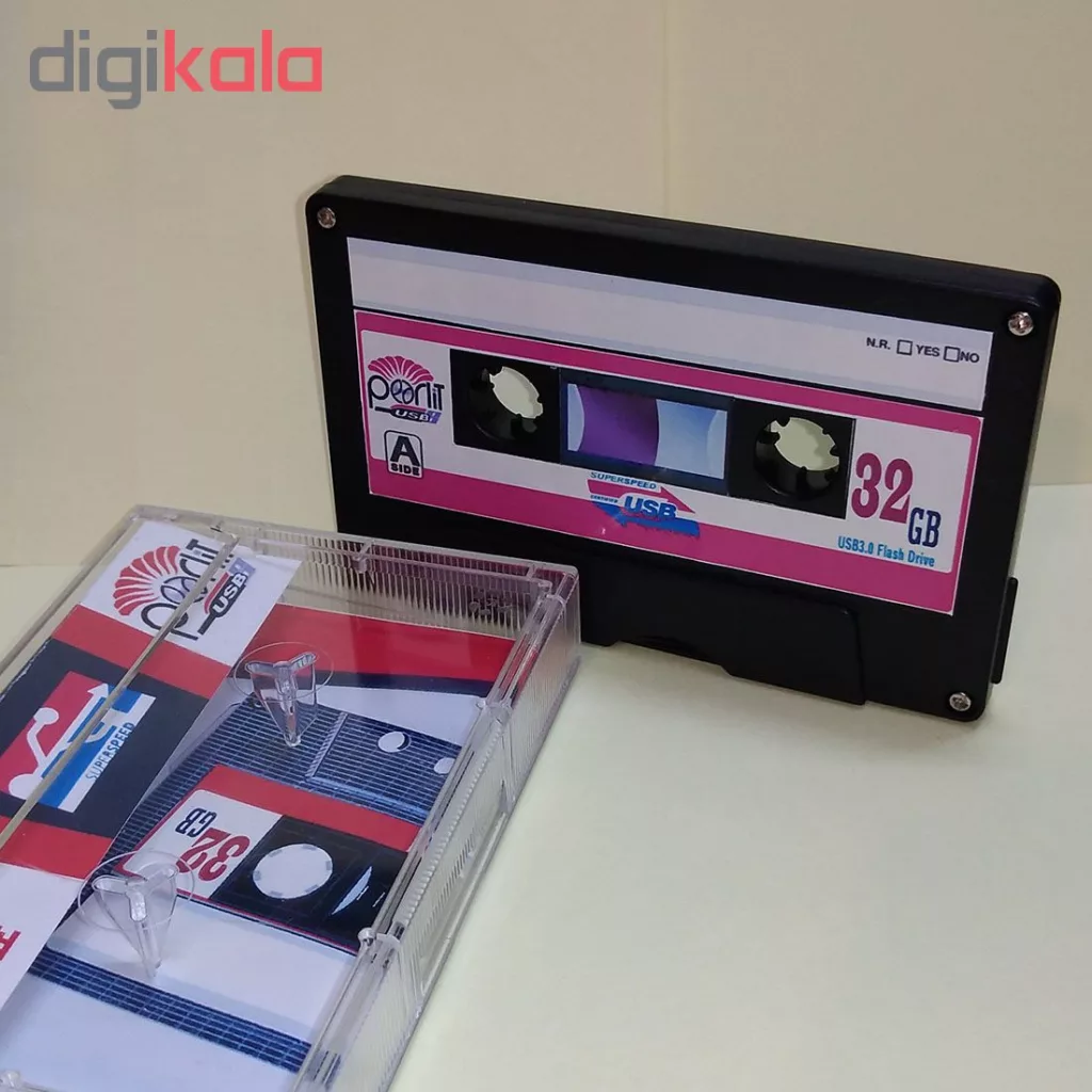 فلش مموری پرلیت یو اس بی طرح نوار کاست مدل C-67-3 ظرفیت 32 گیگابایت