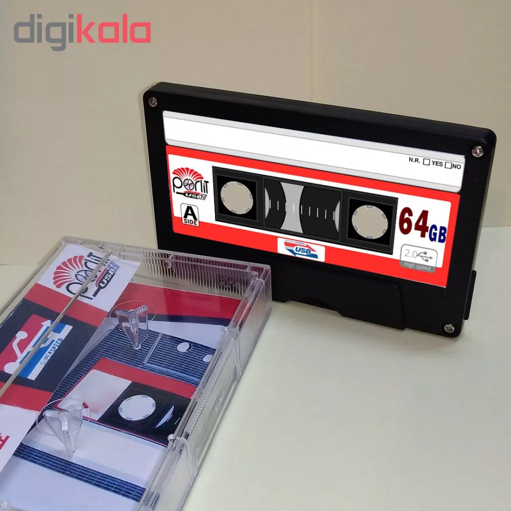 فلش مموری پرلیت یو اس بی طرح نوار کاست مدل C-67 ظرفیت 64گیگابایت