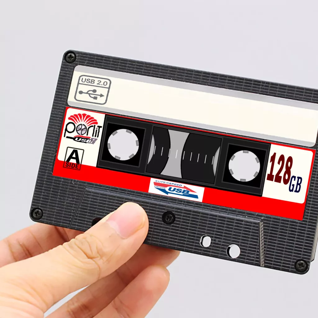 فلش مموری پرلیت یو اس بی طرح نوار کاست مدل C-67 ظرفیت 128 گیگابایت
