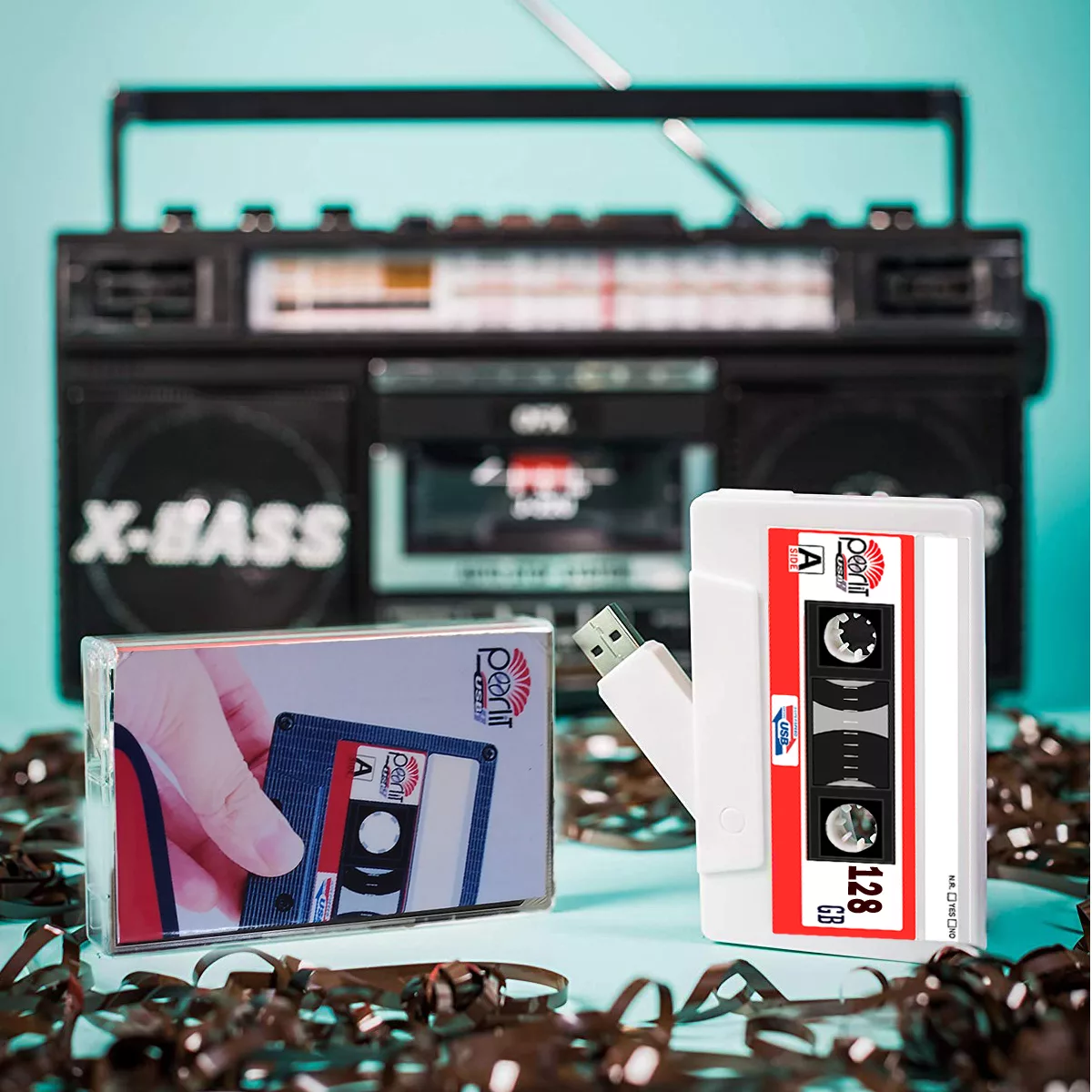 فلش مموری پرلیت یو اس بی طرح نوار کاست مدل C-67 ظرفیت 128 گیگابایت