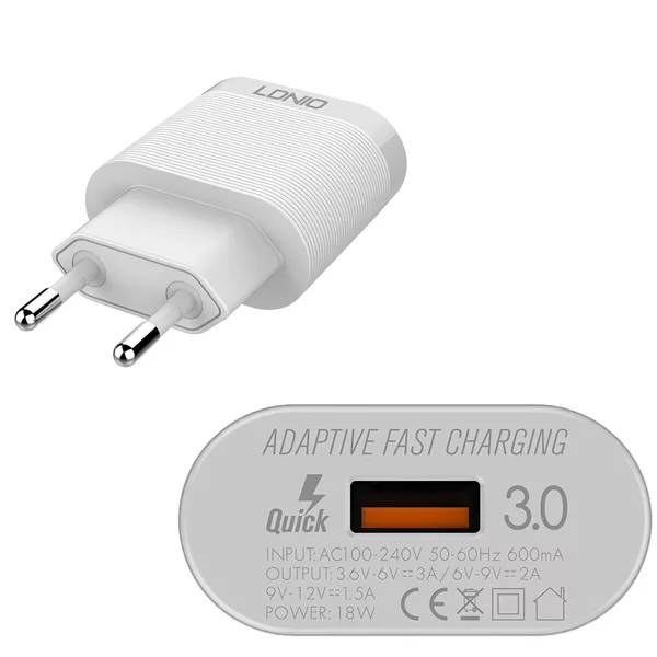 شارژر دیواری الدینیو مدل A303Q به همراه کابل تبدیل USB-C