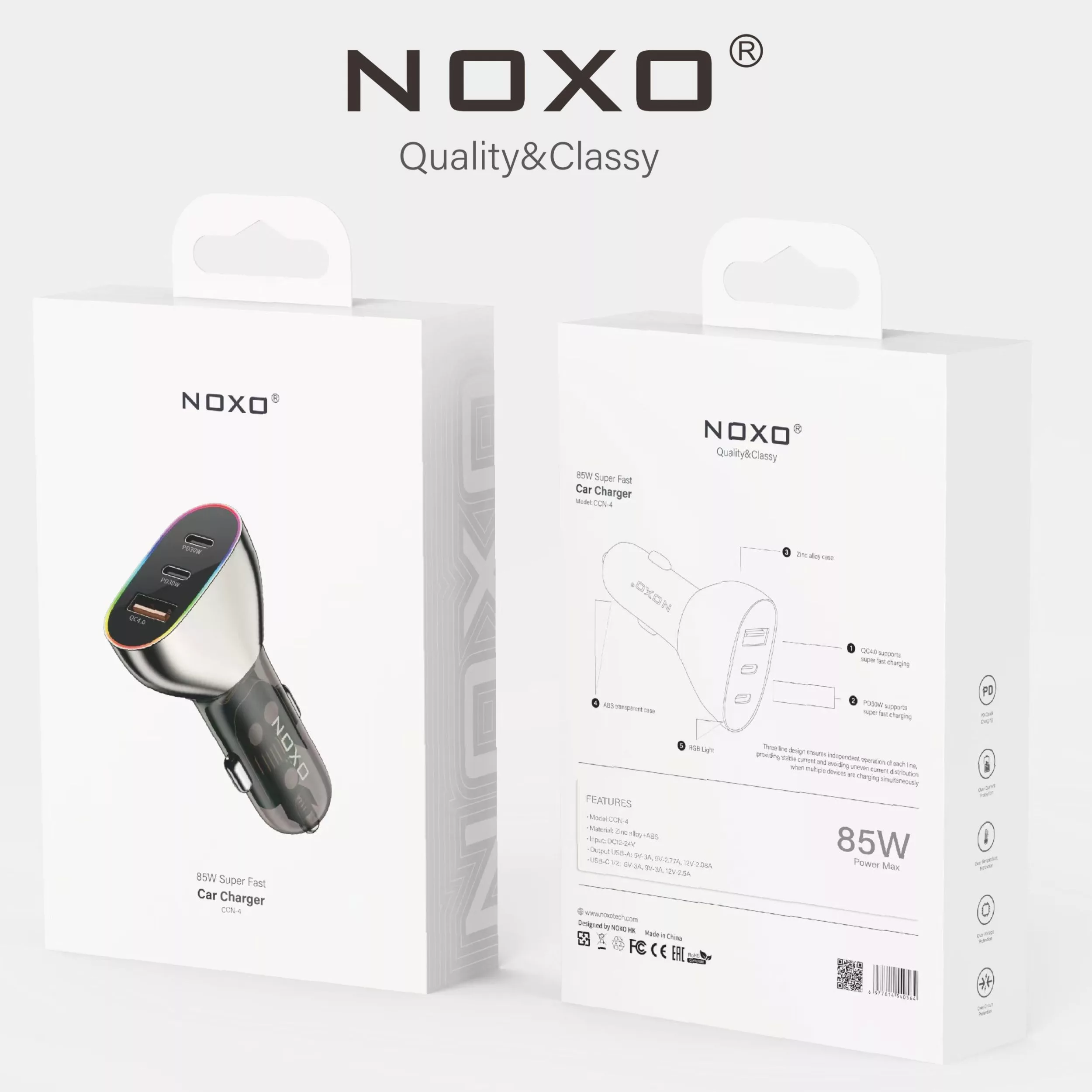 شارژر فندکی 85 وات سه پورت نوکسو مدل CCN-4