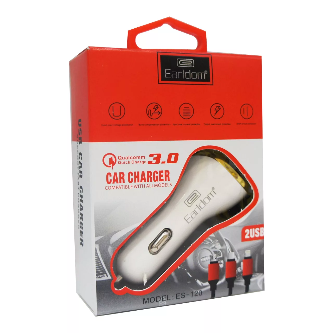 شارژر فندکی ارلدام مدل ES-120 به همراه کابل تبدیل