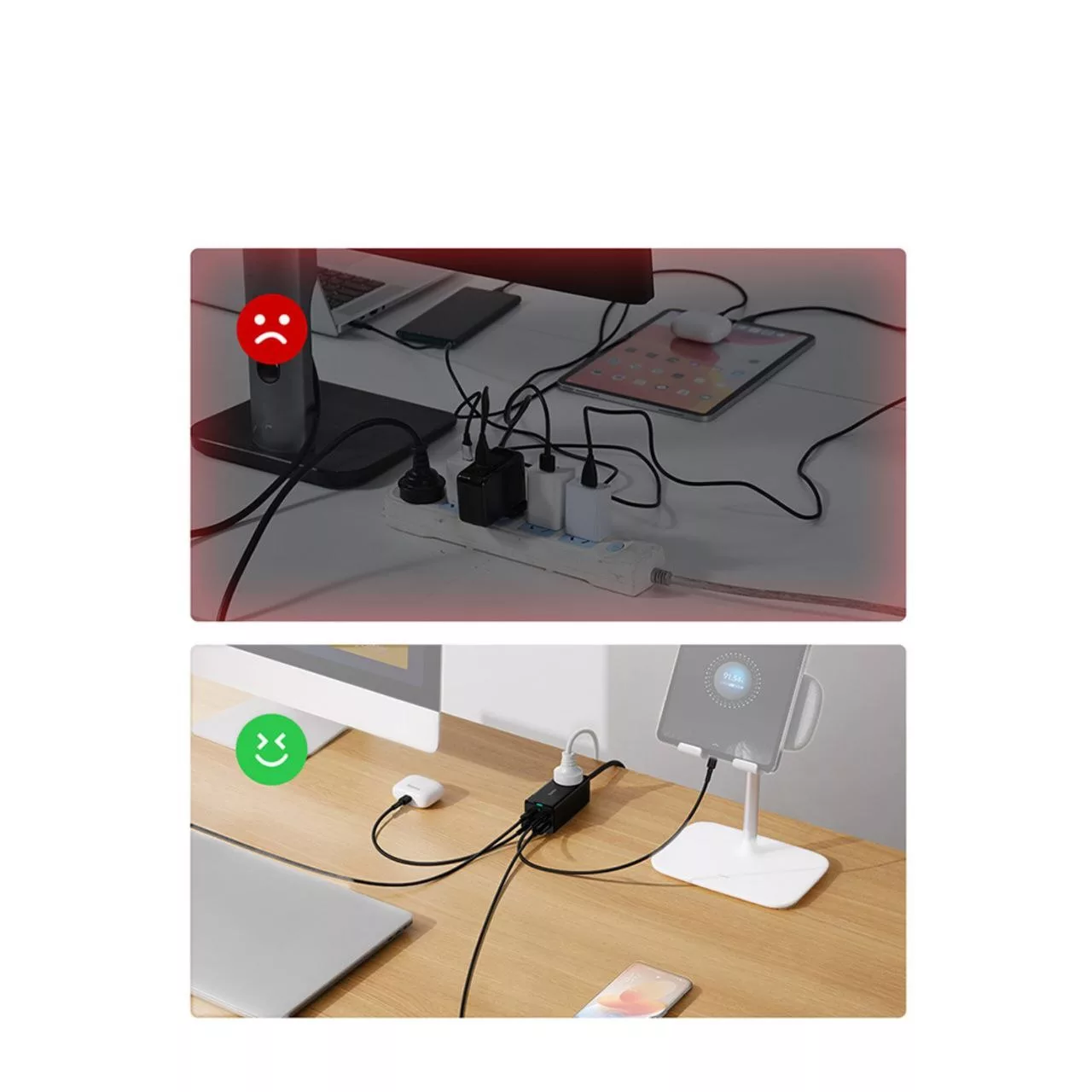 شارژر رومیزی باسئوس مدل Power Combo 65W به همراه کابل USB-C