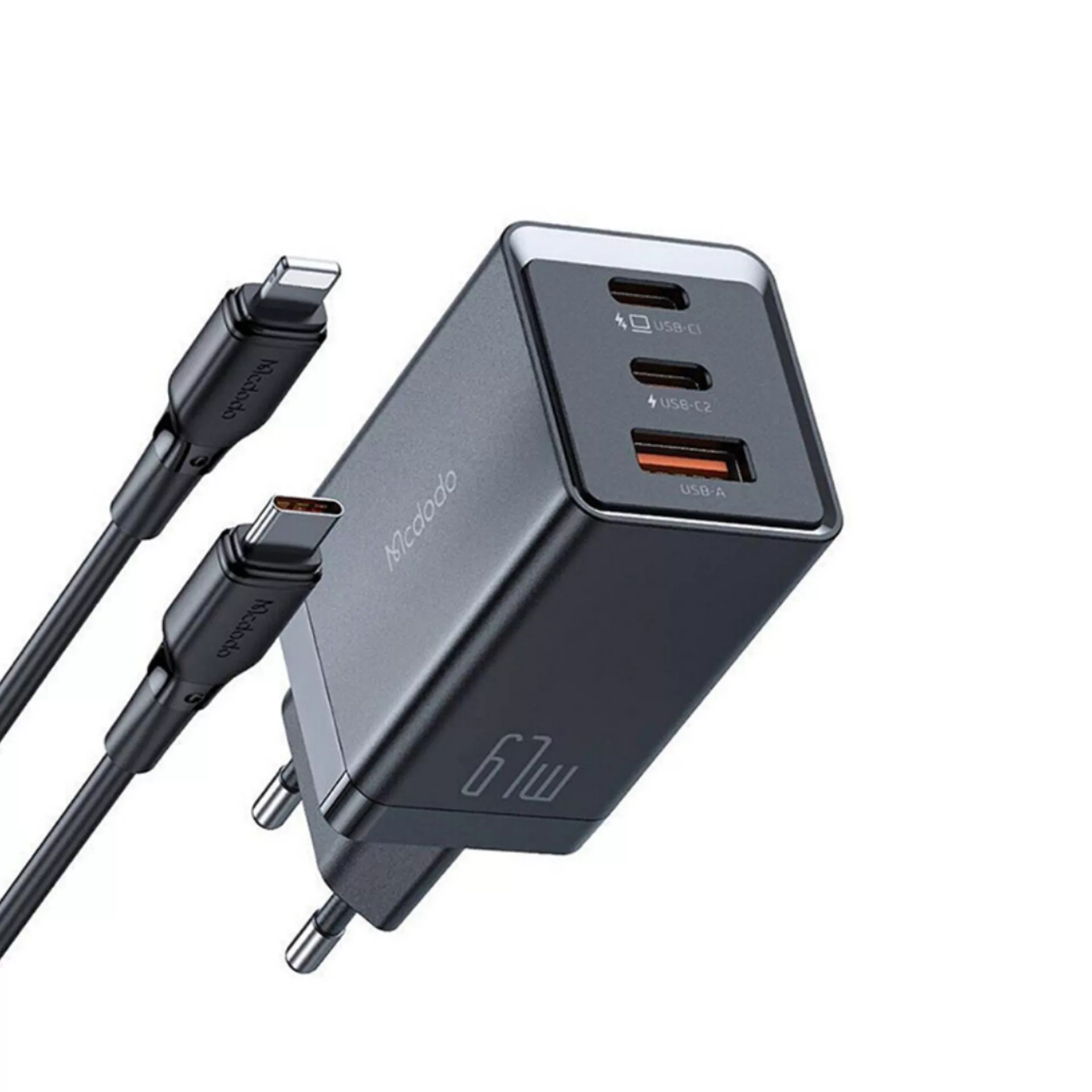 شارژر دیواری67 وات مک دودو مدل  Gan 5 pro ch-1544 به همراه کابل لایتنینگ