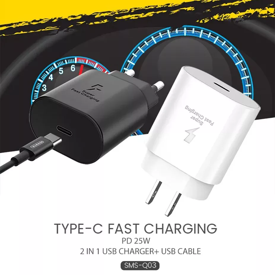 شارژر دیواری 25 وات سوموس تل مدل A16 FAST Q03 به همراه کابل USB-C
