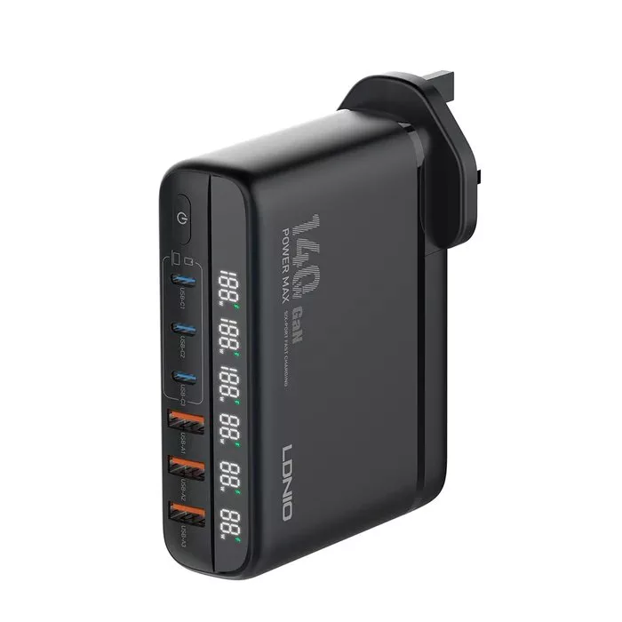 شارژر رومیزی 140 وات الدینیو مدل GaN A6140C