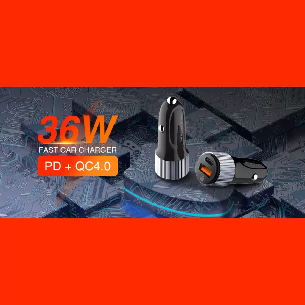 شارژر فندکی 36 وات الدینیو مدل C510 به همراه کابل تبدیل USB-C