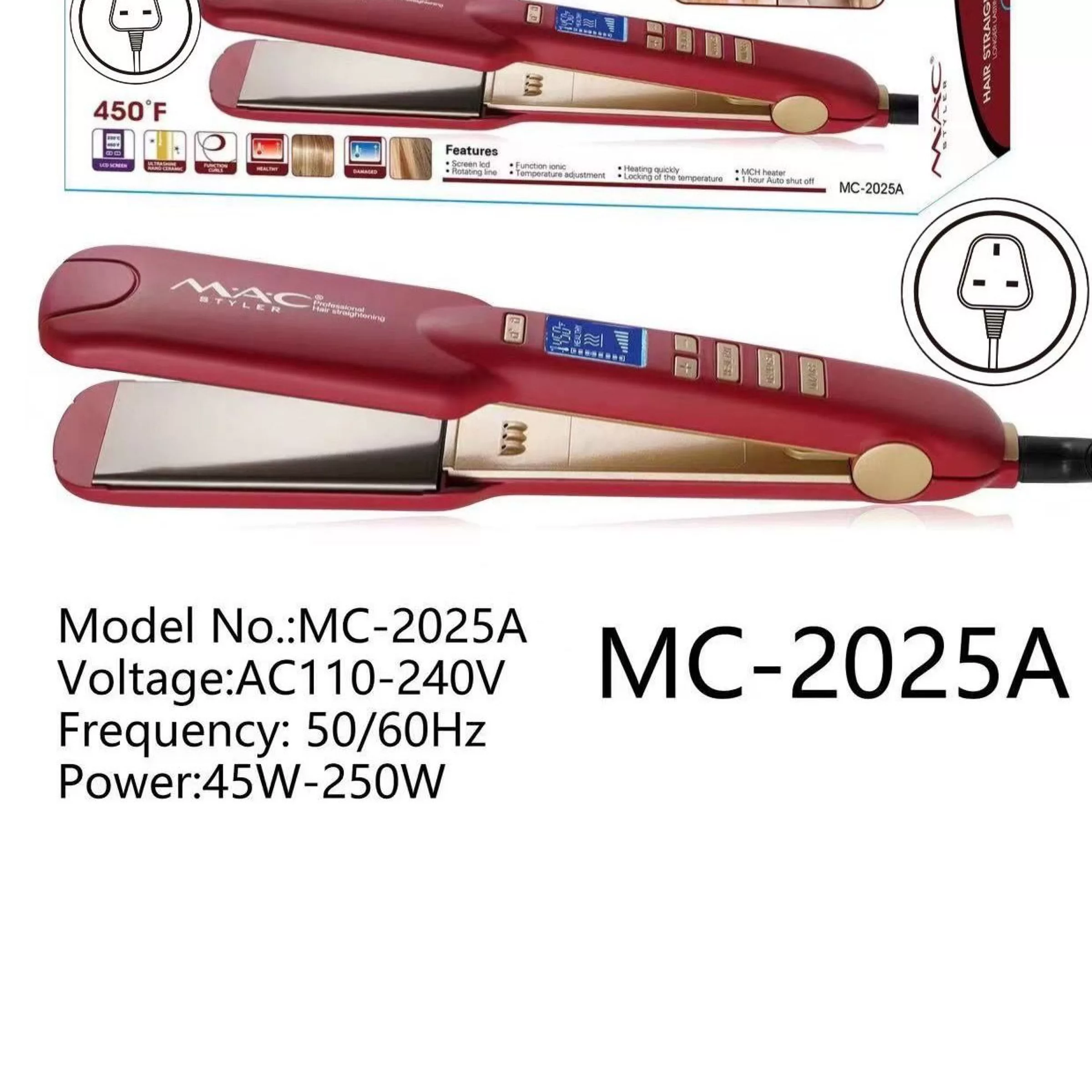 اتو و حالت دهنده ی مو مک استایلر مدل mc-2025A