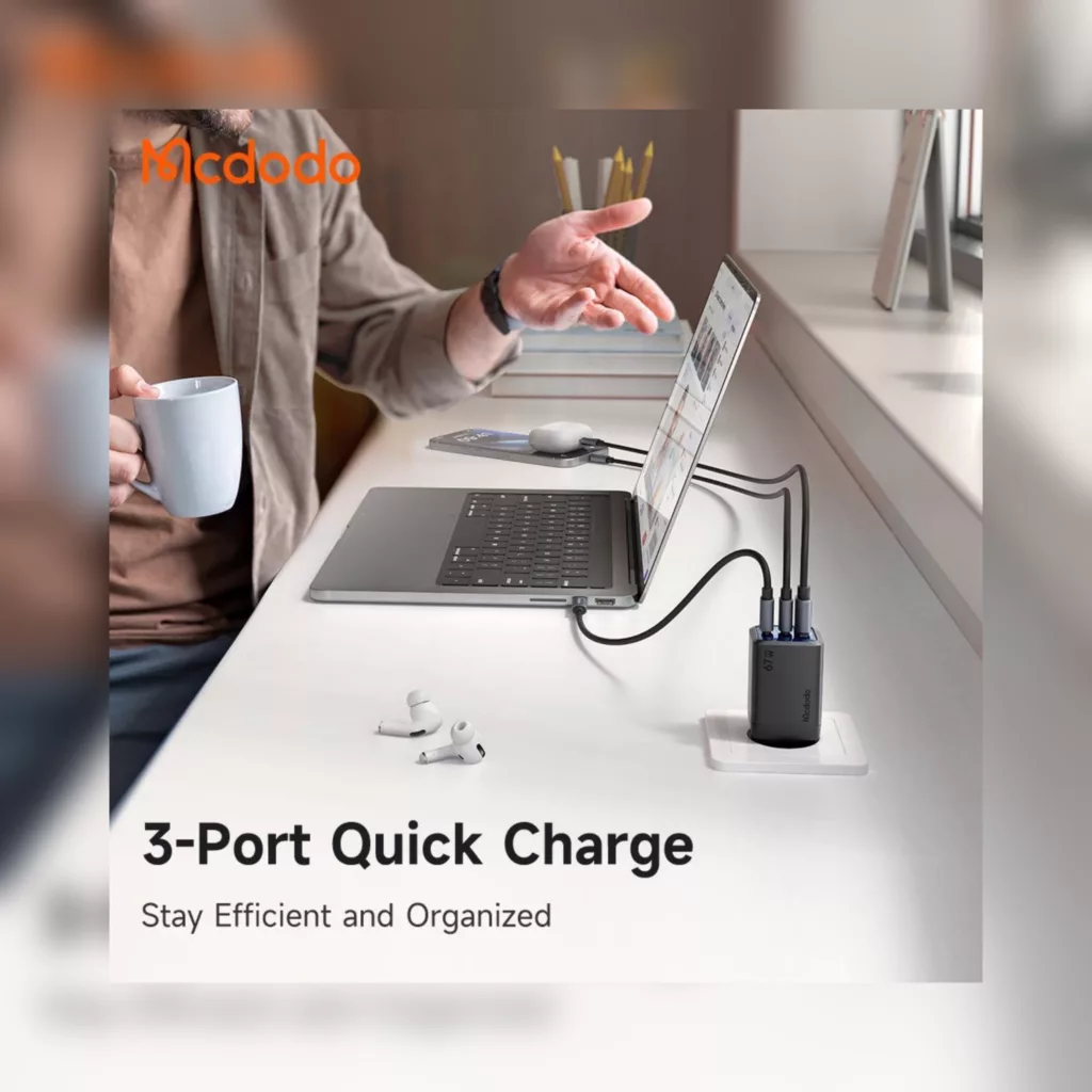 شارژر دیواری توان 67 وات 3 پورت مک دودو مدل CH-097