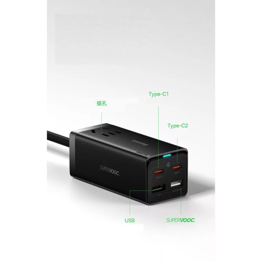 شارژر رومیزی باسئوس مدل Power Combo 65W به همراه کابل USB-C