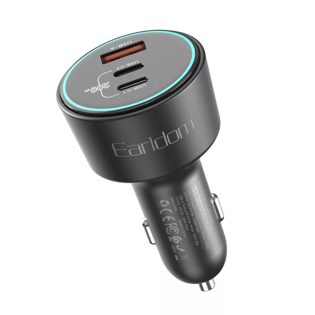 شارژر فندکی 200 وات 3 پورت ارلدام مدل CC35