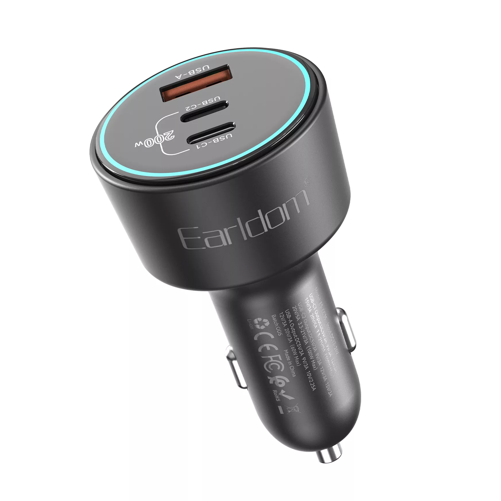 شارژر فندکی 200 وات 3 پورت ارلدام مدل CC35