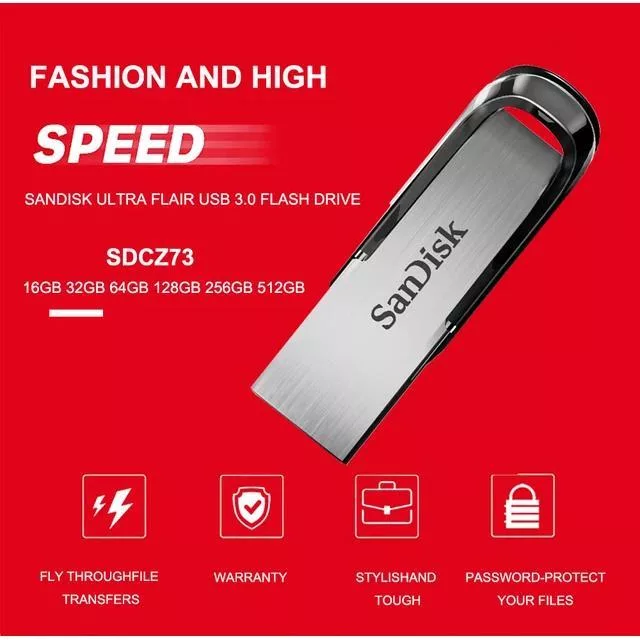 فلش مموری سن دیسک مدل Ultra Flair CZ73 ظرفیت 256 گیگابایت