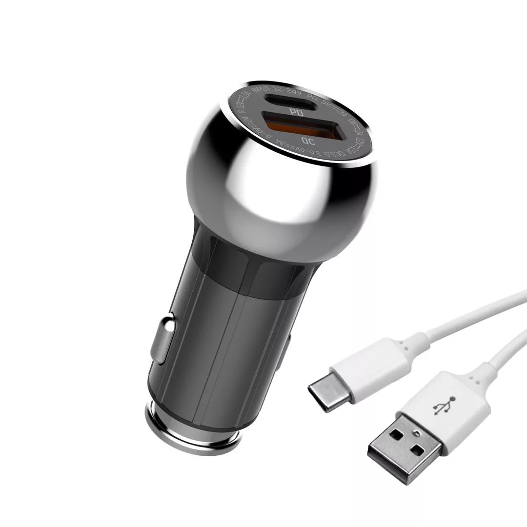 شارژر فندکی الدینیو مدل C1 به همراه کابل تبدیل USB-C