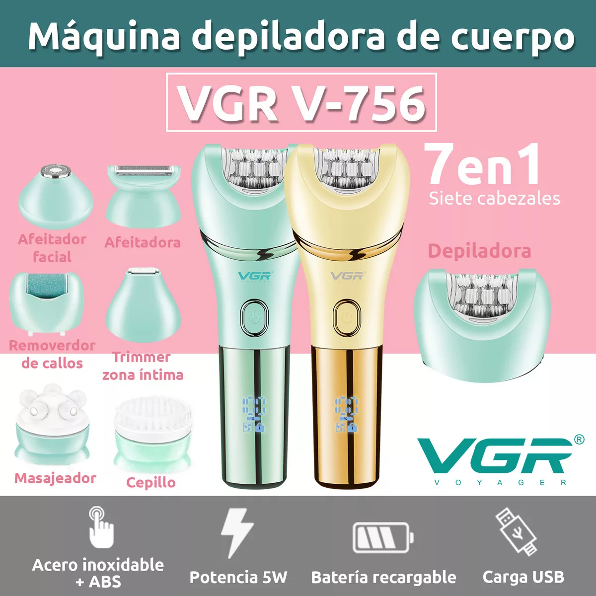 ماشین اصلاح موی بدن بانوان وی جی ار مدل V-756