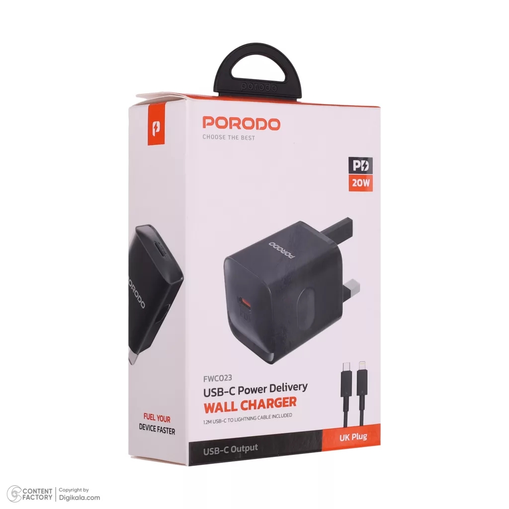 شارژر دیواری 20 وات پرودو مدل USB-C Power delivery Wall Charger-FWC023