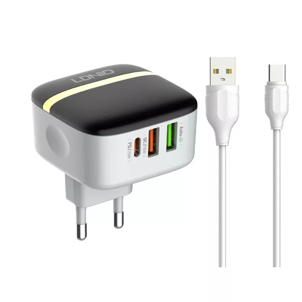 شارژر دیواری الدینیو مدل A3513Q به همراه کابل usb-c