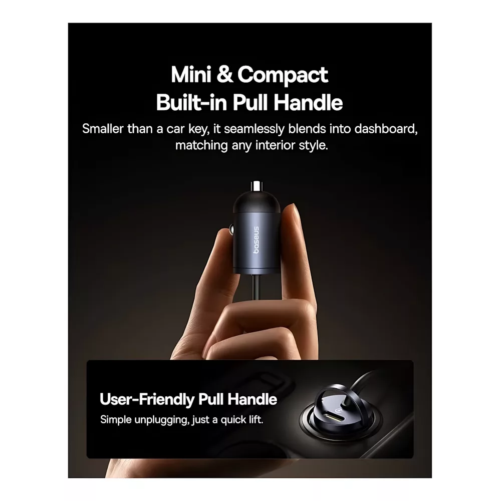 شارژر فندکی 30 وات بیسوس مدل B-TinSTC به همراه کابل USB-C