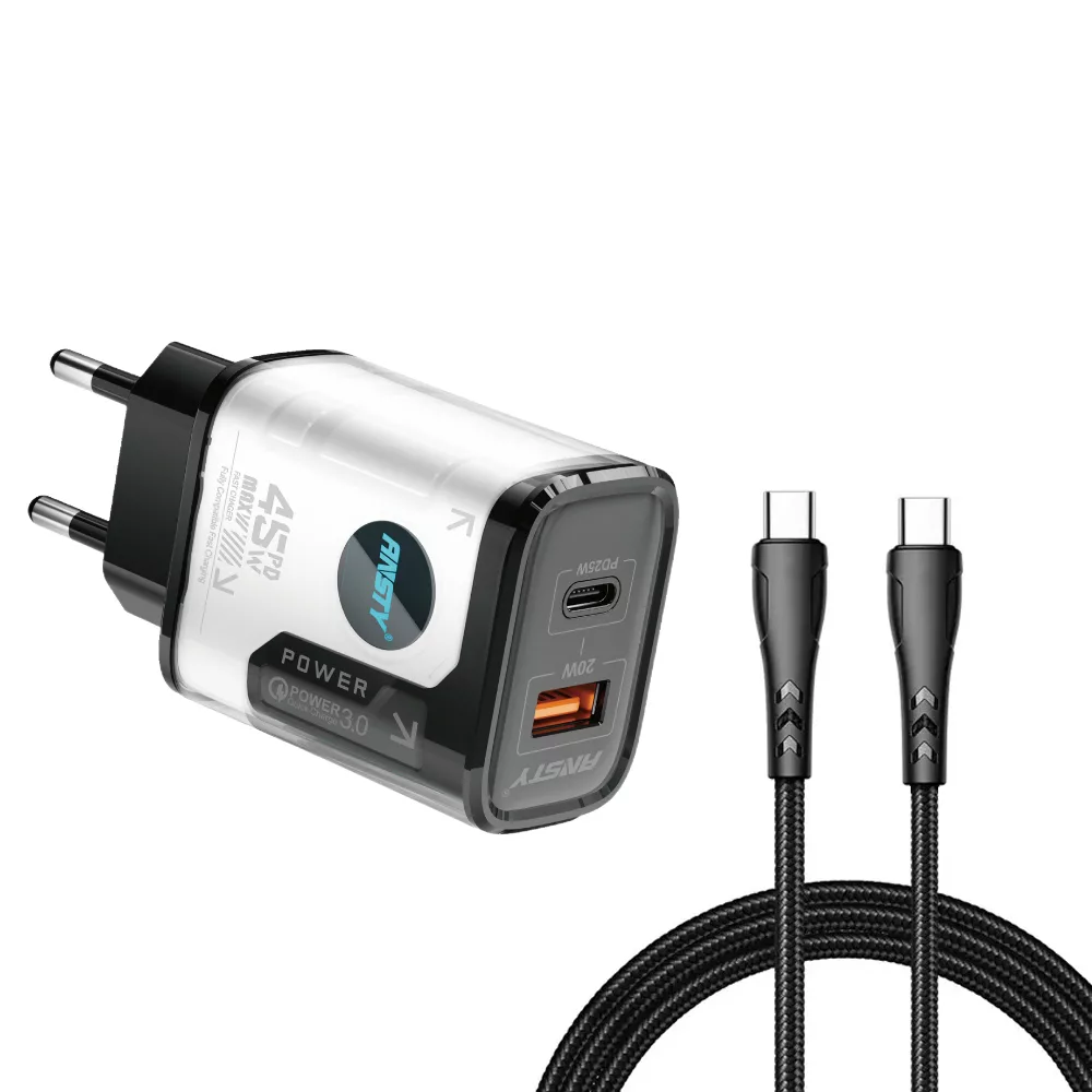 شارژر دیواری 45 وات انستی مدل S23 ULTRA به همراه کابل تبدیل USB-C