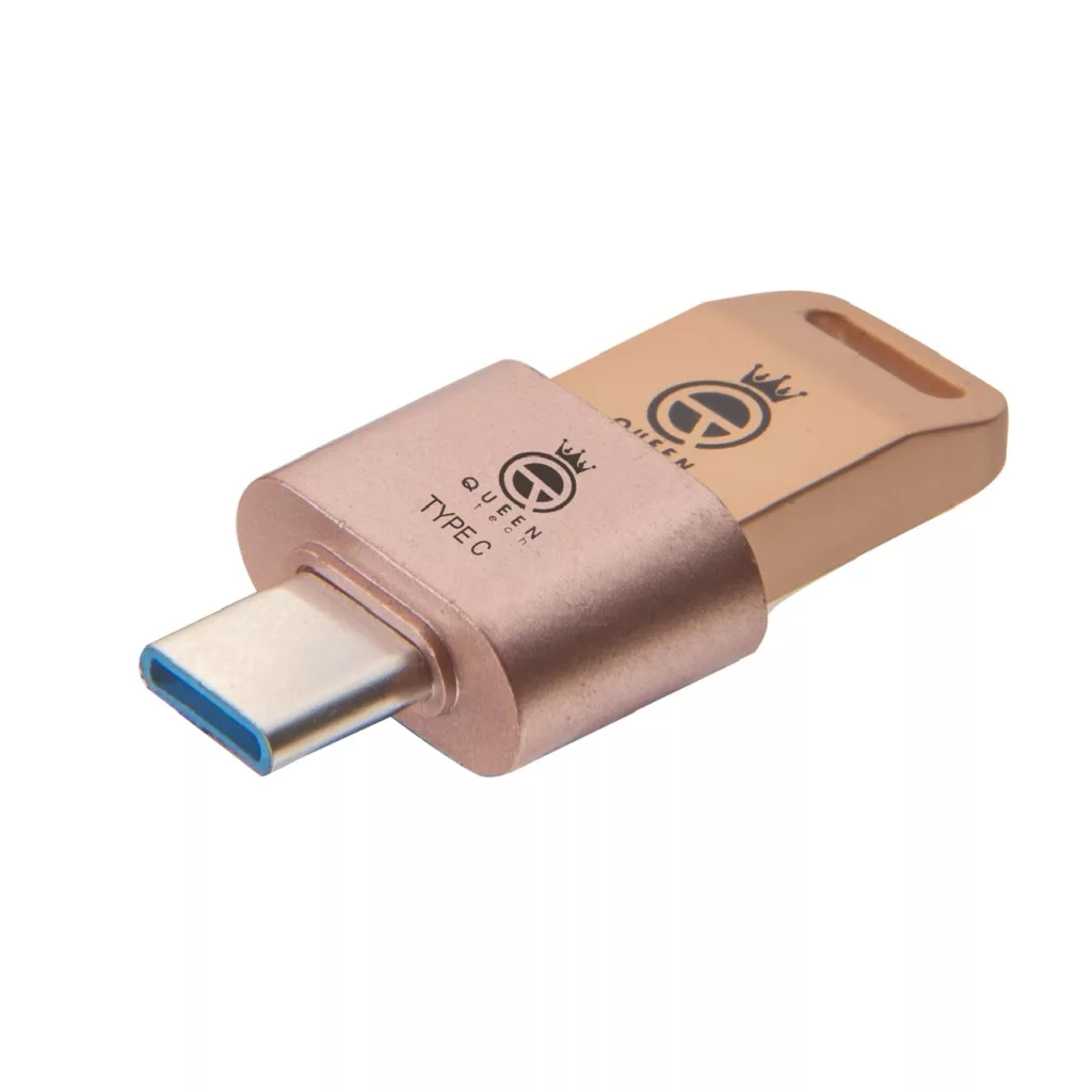 فلش مموری کوئین تک مدل UNIQUE C-PLUS ظرفیت 64 گیگابایت به همراه مبدل USB-C OTG
