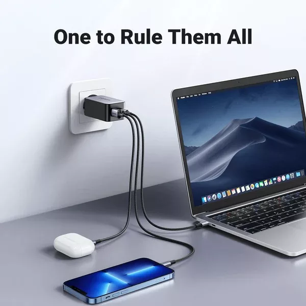 شارژر دیواری 65 وات با دو پورت USB-C و یک پورت USB-A یوگرین مدل X553 کد 35042