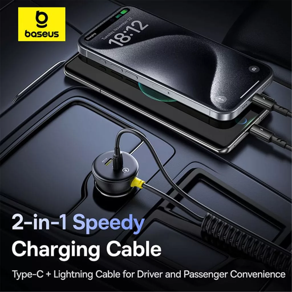 شارژر فندکی 60 وات دو پورت بیسوس مدل BSCC-UC-CL