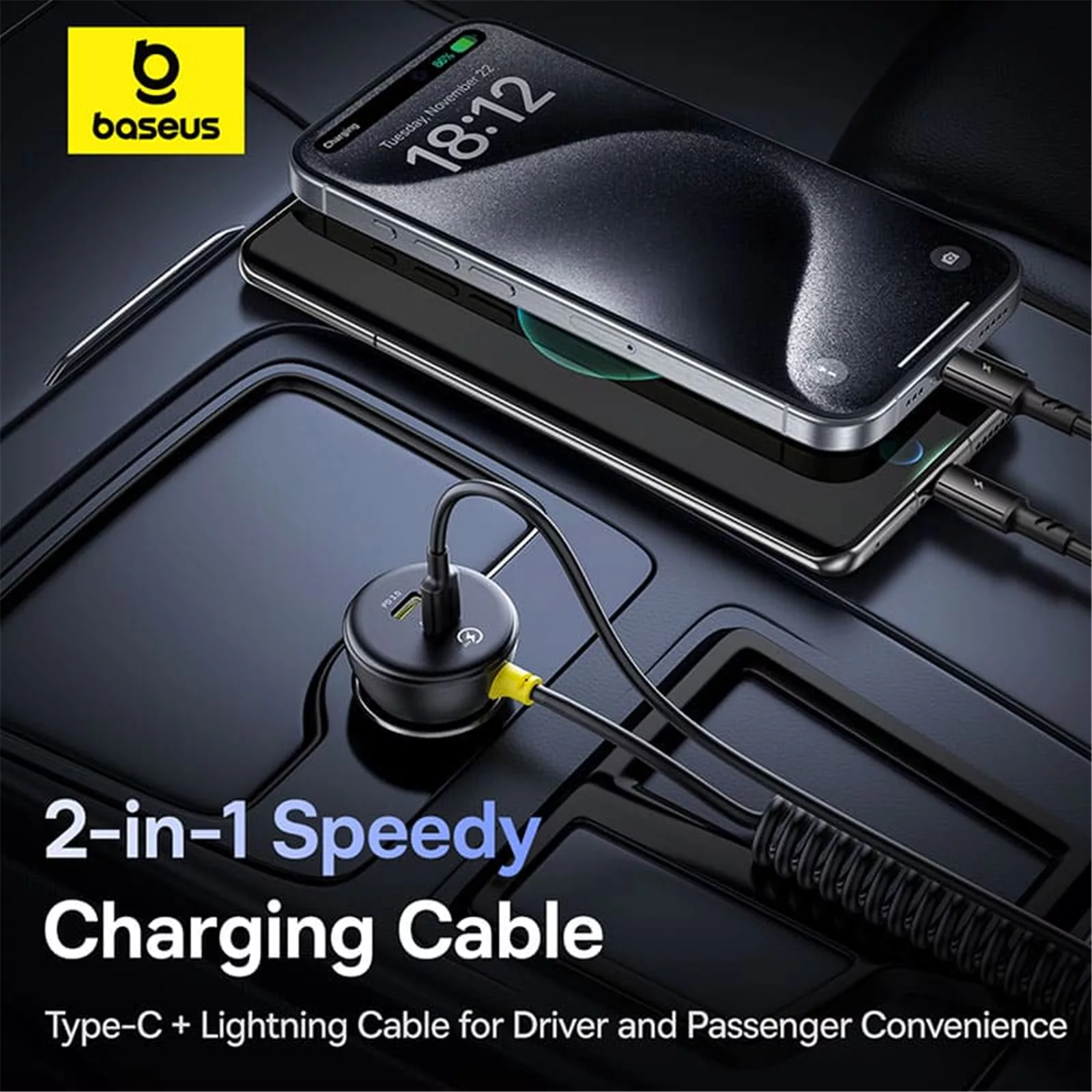 شارژر فندکی 60 وات دو پورت بیسوس مدل BSCC-UC-CL