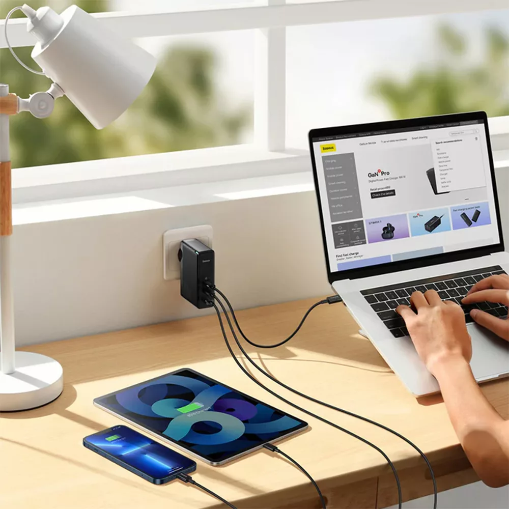 شارژر دیواری 140 وات باسئوس مدل GaN5 Pro Fast Charge CCGP100201