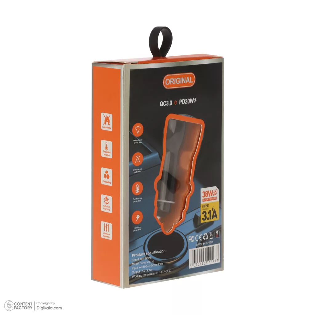 شارژر فندکی 38 وات دوپورت اورجینال مدل CC-63