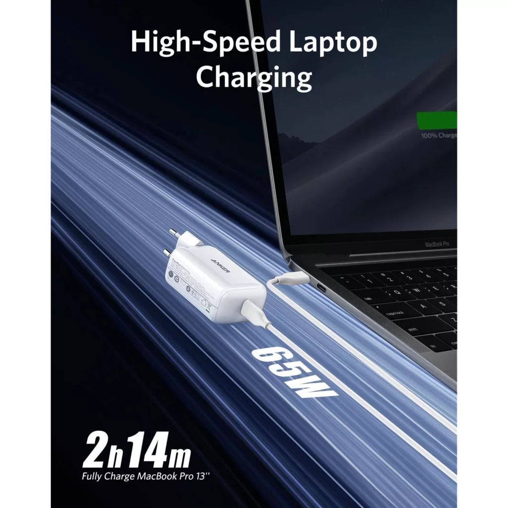 شارژر دیواری انکر مدل A2712H21 PowerPort III 65W Pod به همراه مبدل برق مجموعه 3 عددی