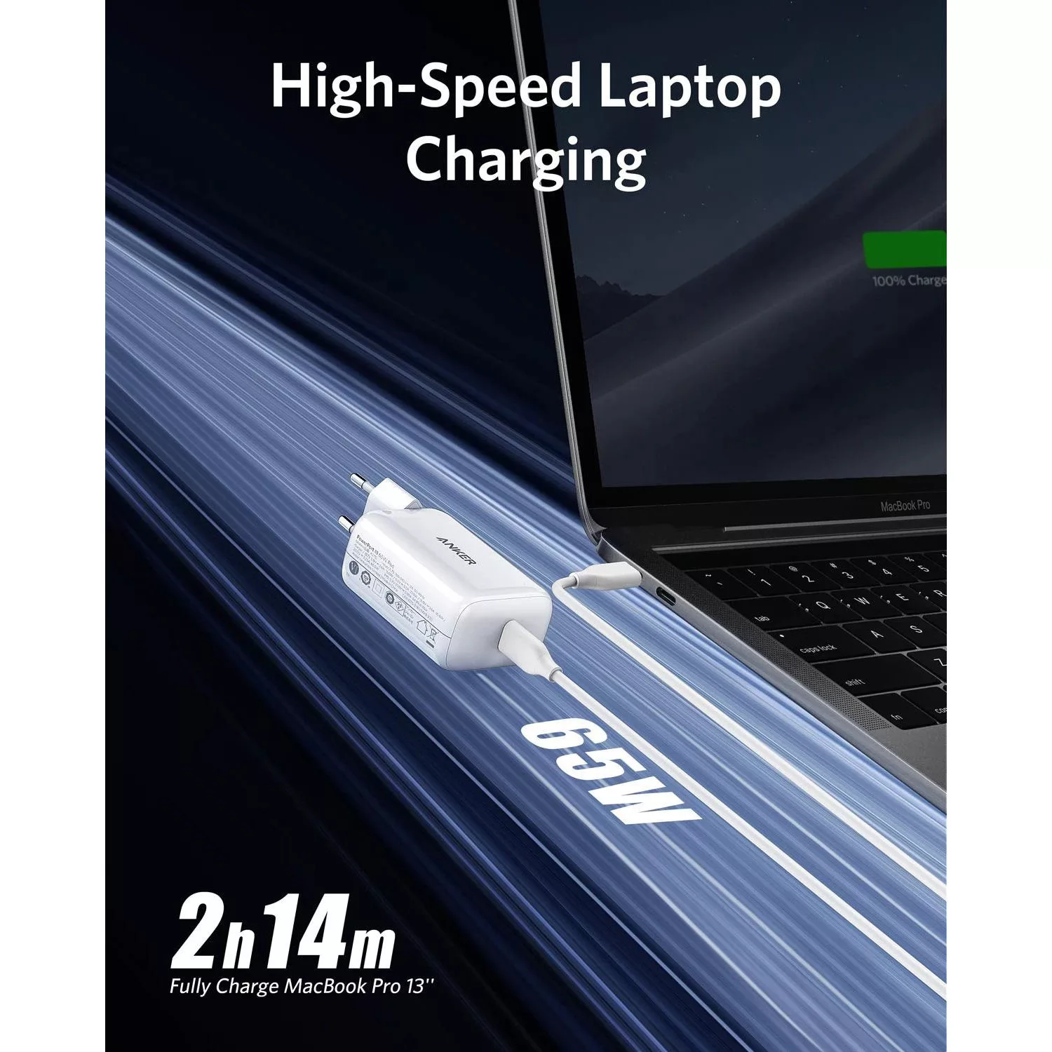 شارژر دیواری انکر مدل A2712H21 PowerPort III 65W Pod به همراه مبدل برق مجموعه 3 عددی