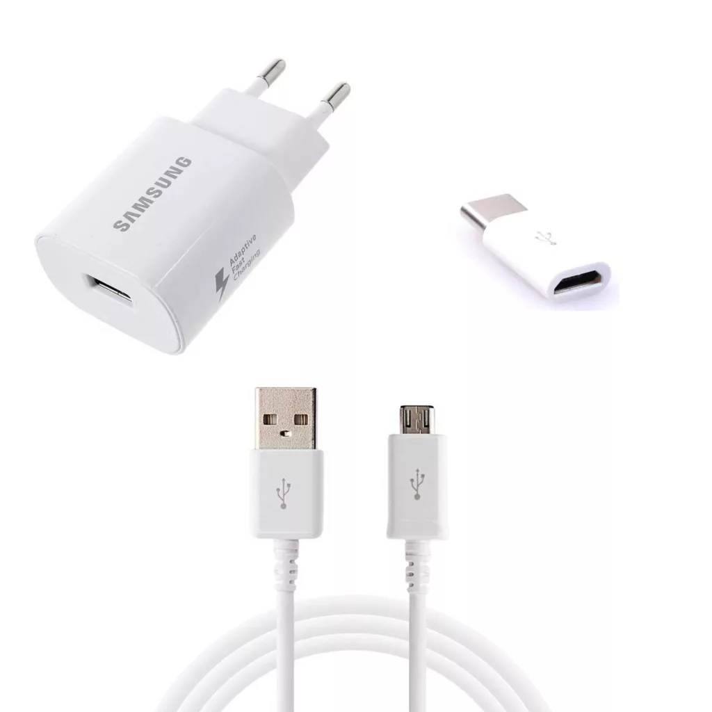 شارژر دیواری مدل EP-TA600 به همراه کابل micro usb و مبدل microUSB به USB-C