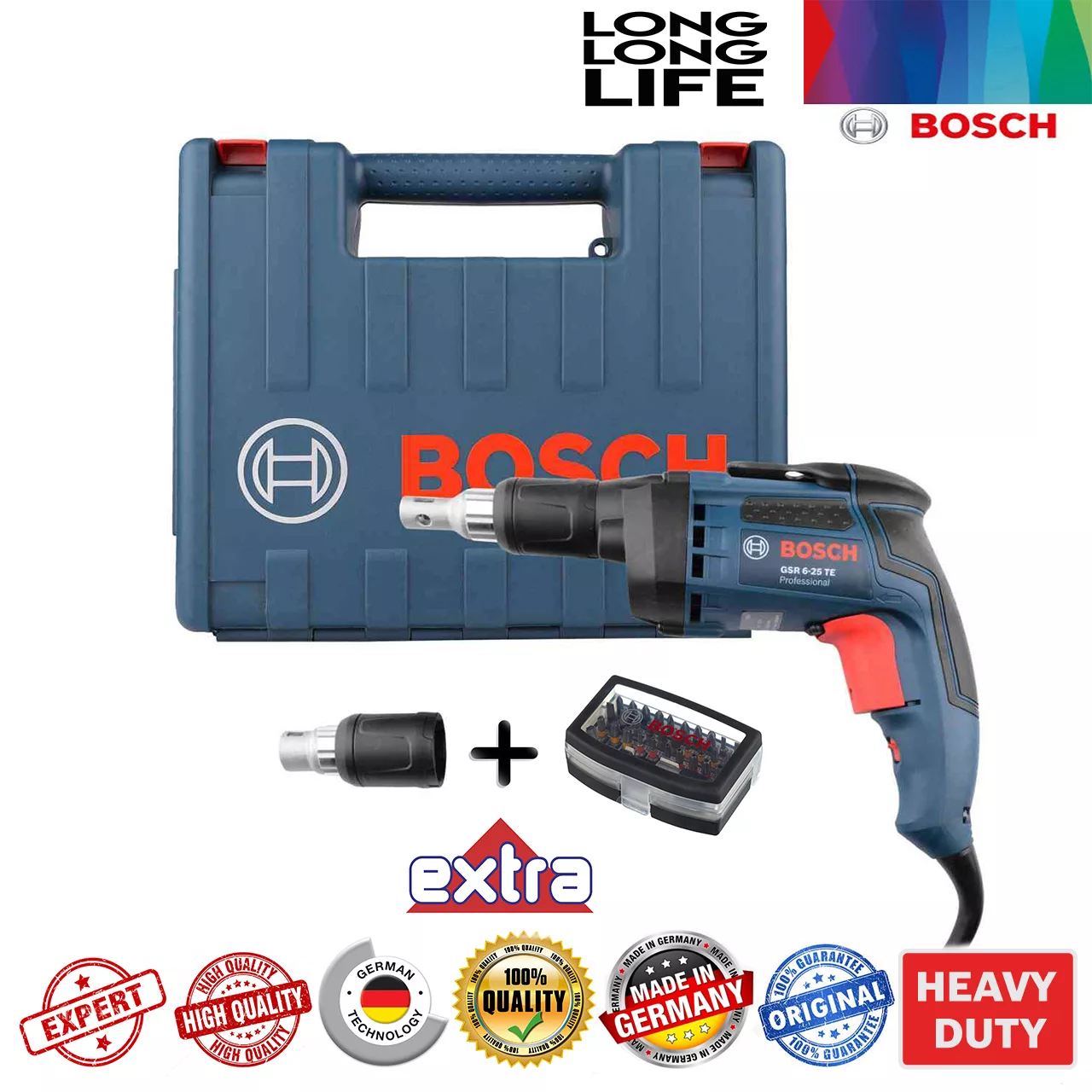 پیچ گوشتی برقی بوش مدل GSR 6-25 TE + 2 Extra