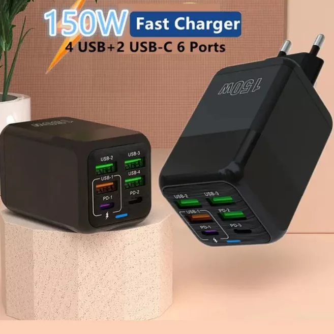 شارژر دیواری 150 وات مدل ADC-PD006 به همراه 4 عدد کابل