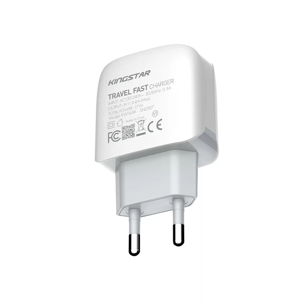 شارژر دیواری 17 وات کینگ استار مدل KW163A PD به همراه کابل MicroUSB