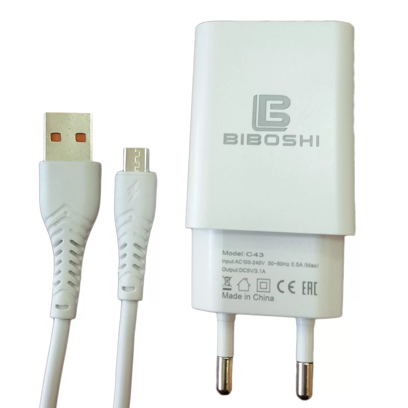 شارژر دیواری بیبوشی مدل C43 به همراه کابل تبدیل microUSB