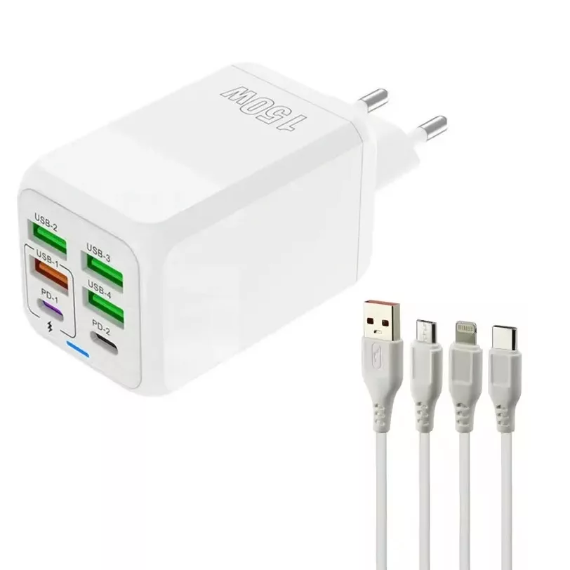 شارژر دیواری 150 وات مدل ADC-PD006 به همراه 4 عدد کابل