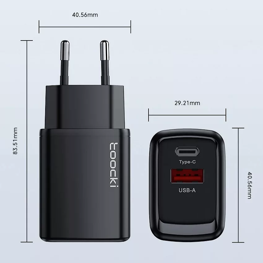 شارژر دیواری 20 وات توکی دو پورت مدل JT-P20F به همراه کابل USB-C