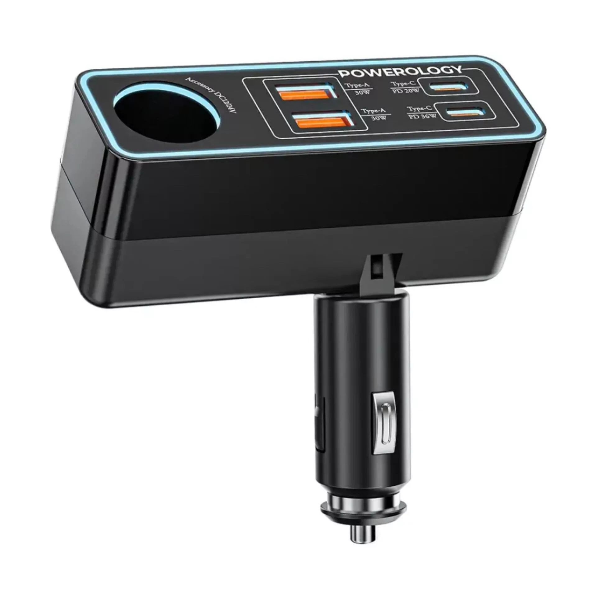 شارژر فندکی 125 وات 4 پورت پاورولوجی مدل PWDA58BK