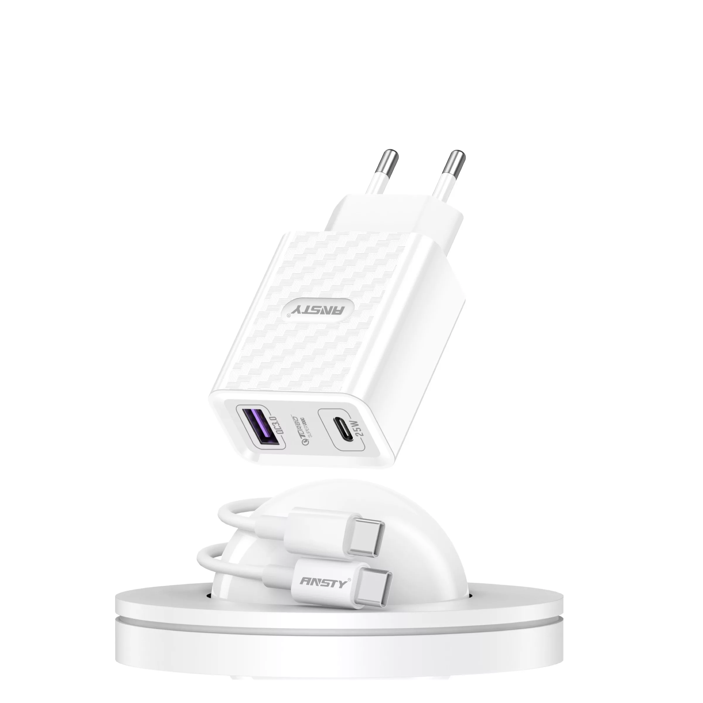 شارژر دیواری 25 وات انستی مدل Q-064 Super fast به همراه کابل تبدیل USB-C