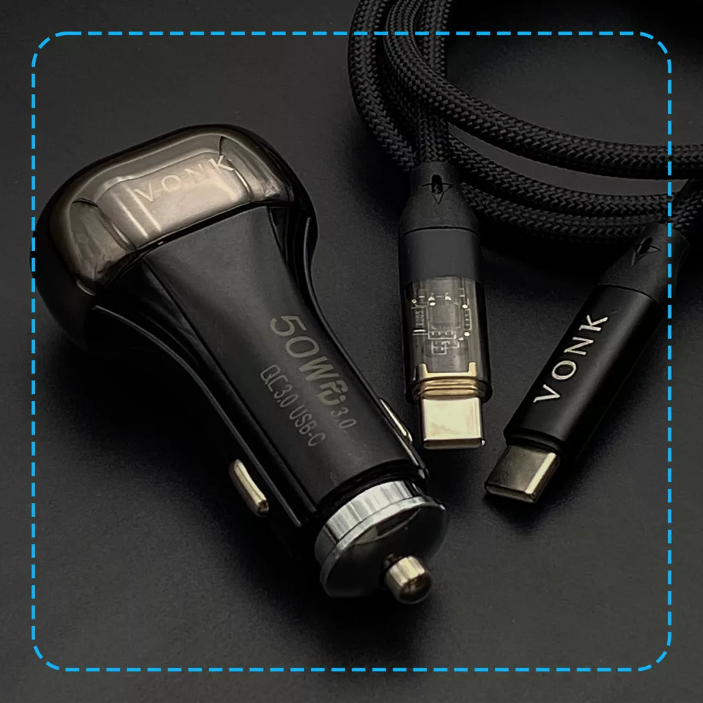 شارژر فندکی 50 وات وونک مدل VC50 به همراه کابل USB-C