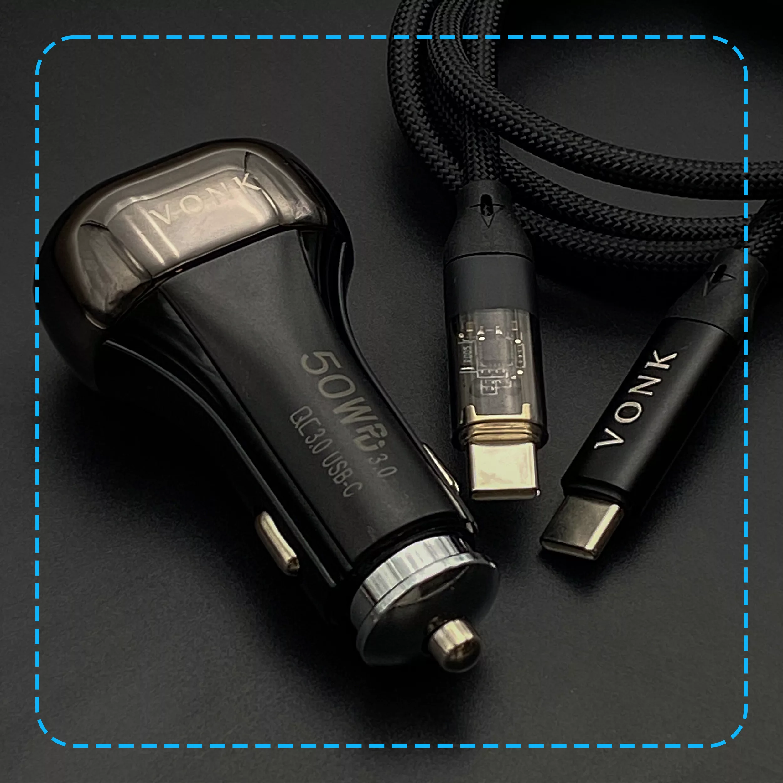 شارژر فندکی 50 وات وونک مدل VC50 به همراه کابل USB-C