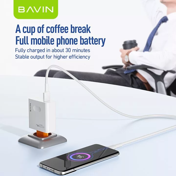 شارژر دیواری 120 وات باوین مدل PC955Y Fast Charging