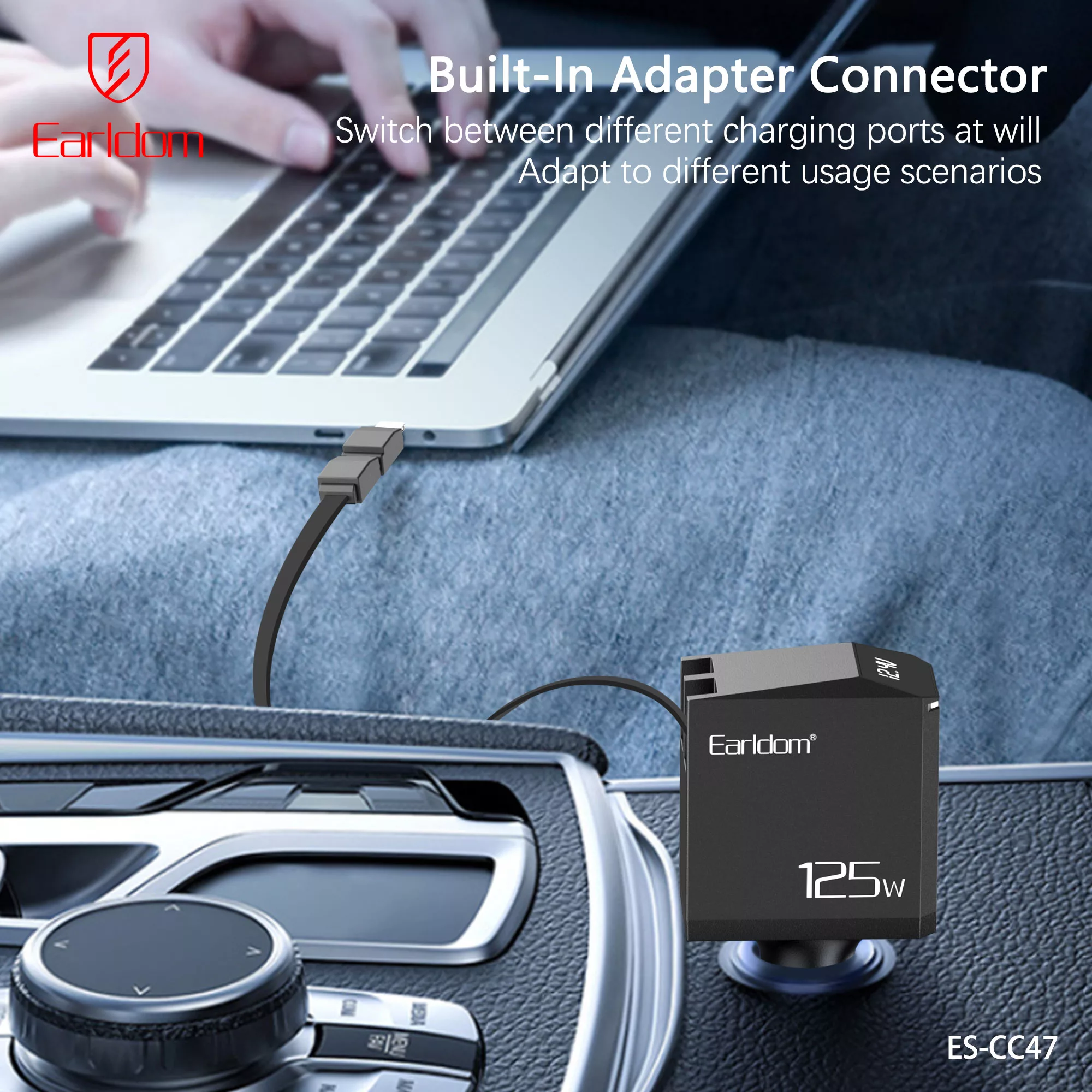 شارژر فندکی 125 وات 4 پورت ارلدام مدل 5IN1 CC47