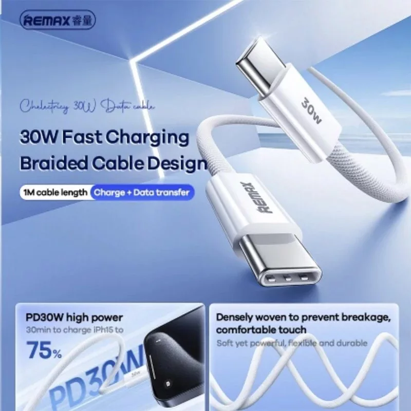 شارژر دیواری 20 وات ریمکس مدل 20W EU پورت PD به همراه کابل تبدیل USB-C